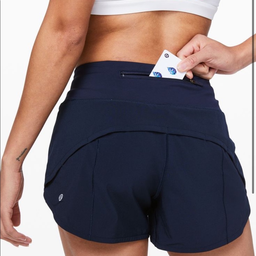 lululemon speed up Navy Blue Women Shorts Low Rise, 2.5" Length